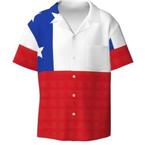 OdDdot Vlag van Chili Print Heren Overhemden Atletische Slim Fit Korte Mouw Casual Business Button Down Shirt, Zwart, 4XL