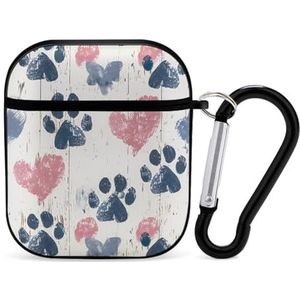Hondenliefhebber Hout Print Leuke Case Voor AirPods 2 & 1 Schokbestendige Beschermende Hoofdtelefoon Gevallen Cover Met Sleutelhanger Voor Mannen Vrouwen