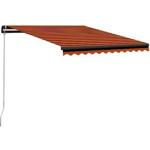 Rantry Handmatig intrekbaar gordijn met led, 300 x 250 cm, oranje en bruin, buitengordijn voor privacy, balkon, zonwering, tuin, balkon, terras, meubeldecoratie