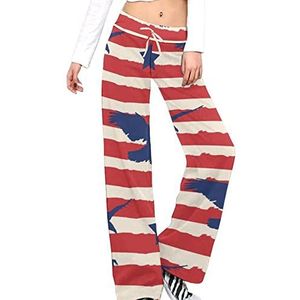 American Eagle Patroon Damesbroek Casual Broek Elastische Taille Lounge Broek Lange Yoga Broek Rechte Pijpen