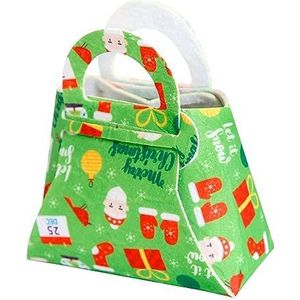 Kerst Gift Bag voor Kids Opvouwbare Tote met Patronen Xmas Elementen Patroon Handvat Maak Groen