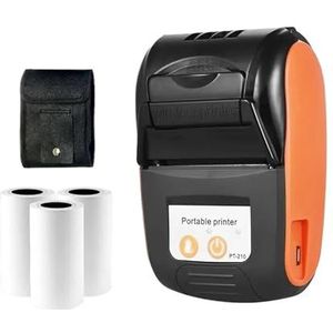Thermisch Printer Mini Draagbare Thermische Kassabon POS-printer Draadloos Bluetooth 58 Mm Ticket Bill PC-factuur Zakelijk Retail Inktvrij Duidelijk Snel(Orange Set)