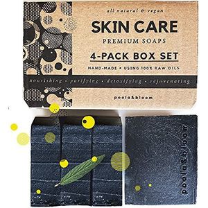 Poola & Bloom Vegan Kool Zeep 4-pack-natuurlijke Huidverzorging Met Pepermunt Handgemaakt Detoxificatie Acne-vrij Poriënverkleining Dagelijkse Hydratatie Lichaamsreiniging