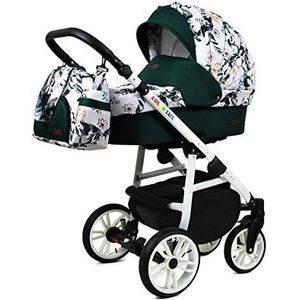 Kinderwagen 3 in 1 complete set met autostoeltje Isofix babybad babydrager Buggy Colorlux White van ChillyKids Lilac 3in1 (inclusief autostoeltje)