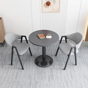 JAVYPPT Ronde onderhandelingsreceptie tafels en stoelen combinatie - moderne zakelijke eetkamer set voor woonkamer, balkon en koffievergaderingen (lichtgrijs 1)