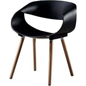 GEIRONV 1 stuks moderne keuken eetkamerstoelen, houten poten rugleuning stoel eetkamerstoelen vrije tijd plastic stoel kantoor vergaderstoel Eetstoelen (Color : Black, Size : 47x50x80cm)