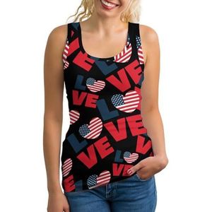 L Love America Amerikaanse vlag dames tank top mouwloos T-shirt pullover vest atletische basic shirts zomer bedrukt