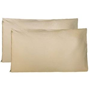 Paar kussenslopen 100% Pure katoen 40x80 CM, Set van 2 Bed Kussen Stoffen Gemaakt in Italië, Tassluiting, Solid Color, Standaard Maat met - Beige