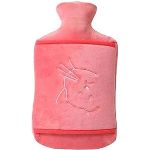 Warmwaterkruik 1000/2000 ml grote warmwaterzak met hoes voor grils winter handwarmer -proof herbruikbare kruik zak voor warm water warm water zak (roze-2000 ml-B)