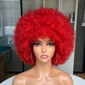 Afro Kinky Krullende Pruik Met Pony Korte Synthetische Pruiken Voor Zwarte Vrouwen Omber Bruin Blond Lijmloos Cosplay Haar