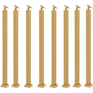 Leuningen, trappil, goudkleurig, vierkante trapbalusterpalen, 270° verstelbare smeedijzeren trapbalusters voor treden, balkon, trappen voor balkons, gangen (8 stuks, 75 cm)