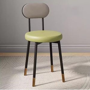 Keuken Lederen Eetkamerstoelen, Ergonomie Eetkamerstoelen, Stevige Koolstofstalen Metalen Poten, Toonbank Woonkamer Woonkamer Receptie Eetkamerstoel (Color : Green gray, Size : Black frame)