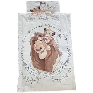 Lion King babybeddengoed Simba, Mufasa, dekbedovertrek 100 x 135 cm en kussensloop 40 x 60 cm, 100% katoen
