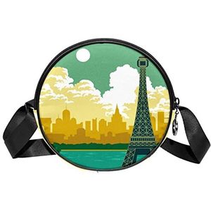 Frankrijk Parijs Eiffeltoren Zonsondergang Rivier Crossbody Tas Messenger Bag Portemonnee voor Vrouwen, Meerkleurig, 6.7x6.7x2.3 in, Sling Rugzakken