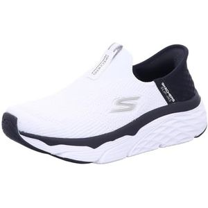 Skechers Dames Slip-ins Max Cushioning-Smooth Sneaker, Witte Textiel Zwarte Trim, 38 EU