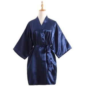 LHSJYG Dames gewaden satijn lange gewaden lange mouw homewear intieme lingerie wrap ochtendjas badjas nachthemd pyjama (diepblauw)