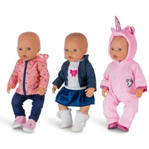 Isa's Friends® - Poppenkleding - Setje 3 outfits - Kleertjes geschikt voor o.a. BABY born - 43 cm - Geschenkverpakking