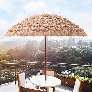 ZYBOWAYL Parasol Hawaii stroparasol 1,6/2/2,4 m strandscherm met kantelfunctie rond marktscherm tafelscherm reisstro decoratieve parasol voor tuin, terras, outdoor, zwembad, balkon (maat: 2 m)