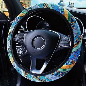 Stuurwielomslag Stuurhoes 37-38cm Universele Elastische Auto Stuurhoes Vier Seizoenen Etnische Stijl Auto Interieur Accessoires Auto Interieur Decoratie (Color : 1)