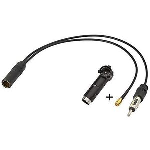 Eightwood DAB Splitter Antenne SMB naar DIN Stekker naar DIN Stekker Flexibele kabel RG174 30 cm + vrouwelijke DIN-adapter naar ISO voor ontvangst van digitale radio DAB Auto-antenneradio