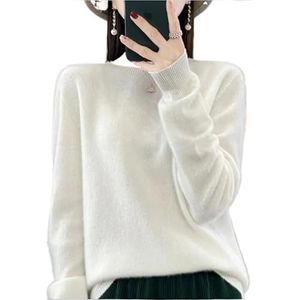 Kasjmiertruien for dames Dames effen trui Slim fit casual lange mouwen warme zachte pullover(Pink,M)