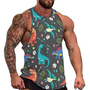 Baby dinosaurus patroon heren tank top grafische mouwloze bodybuilding T-shirts casual strand T-shirt grappige sportschool spier