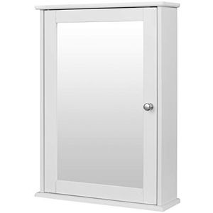eSituro SBP0027 spiegelkast badkamerspiegel hangkast met deuren wandkast badkamerkast wit BHT ca: 42x58,5x12cm