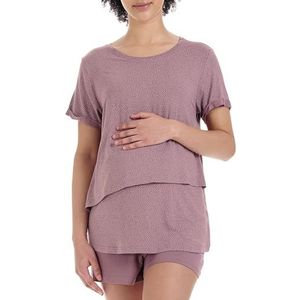 Herzmutter Voedingspyjama - Zwangerschapspyjama kort - Voedingspyjama zomer - Pyjamaset voor zwangere Vrouwen - Postpartum Ziekenhuisbed - Zwangerschap Borstvoedingsfunctie - 2650 (S, Roze/Spikkel)