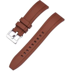 Jeniko Quick Release Fluororubber Horlogeband 20mm 22mm 24mm Waterdicht Stofdicht FKM Horlogebanden For Heren Duikhorloges (Color : Brown silver, Size : 22mm)