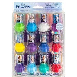 Disney Frozen - Townley Girl Niet-giftige Peel-Off Water-Based Natural Safe Quick Dry Nail Polish Gift Kit Set voor kinderen Meisjes Set Met Bonus Nagel Separators, 12 stuks (alle effen kleuren)