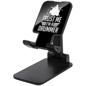 Trust Me I'm A Drummer Opvouwbare Mobiele Telefoon Houder Stand voor Bureauhoek Hoogte Verstelbaar Zwart-Stijl