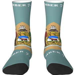Evengigy Vlag van Delaware Grappige Sokken Crazy Fashion Cool Gepersonaliseerde Zachte Crew Sokken voor Mannen Vrouwen Unisex, Wit, One size