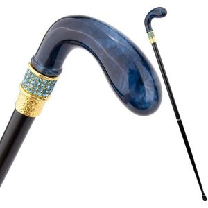 Blauwe Wandelstok Met Zijden Handvat, Modieuze Decoratieve Wandelstok voor Mannen, Senioren en Vrouwen, Ergonomisch 92 Cm