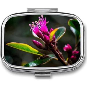 Leuke Pil Organizer Rode Bloemknoppen Gedrukt Draagbare Reizen Pillendoos Mini Pillendoos Kan Buiten worden gebruikt