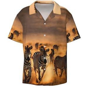 YJxoZH Zebra Animal Print Heren Jurk Shirts Casual Button Down Korte Mouw Zomer Strand Shirt Vakantie Shirts, Zwart, 3XL