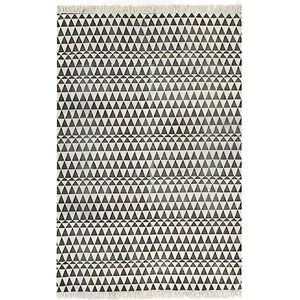 vidaXL Kelim vloerkleed met patroon 120x180 cm katoen zwart/wit