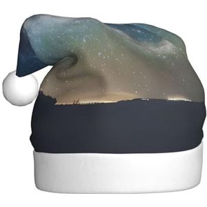 ZISHAK Starry Night Sky Outer Space Delightful Volwassen Pluche Kerst Hoed -Festive Decoratieve Hoed Voor Vakantie Plezier
