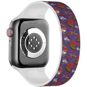 Solo Loop Band Compatibel met All Series Apple Watch 42/44/45/49mm (Militaire Krachten Navy Air Force) Elastische Siliconen Band Strap Accessoire, Siliconen, Geen edelsteen