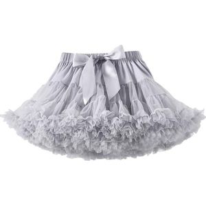 Odziezet Tutu-rok voor babymeisjes, tule, prinses, met strik, tutu, dansrok, balletrok, avondrok, feestrok - grijs - 8-10 Ans