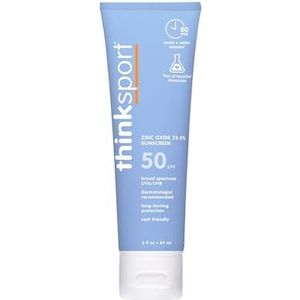 Think Sport Sunscreen 50 SPF 89ml (3 oz) - Veiliger zinkoxide minerale formulering - ideaal voor alle sport- en buitenactiviteiten - niet-giftige ingrediënten