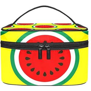 De helft van de watermeloen make-up organizer tas, reismake-up tas organizer case draagbare cosmetische tas voor vrouwen en meisjes toiletartikelen, Meerkleurig, 22.5x15x13.8cm/8.9x5.9x5.4in