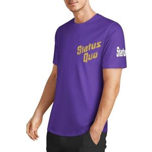 Sta-Tus Logo Qu-o Heren Katoenen T-shirt Korte Mouw Ronde Hals T-shirt voor Heren Zachte Zwarte T-shirts Basic Casual Fans Gift Tops, Licht Paars-stijl, XXL