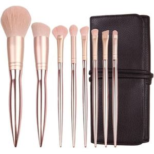 Multifunctionele Make-upborstel Make-upkwastenset 8 Stuks Zachte Kwast For Poederblush En Gezichtscontourkwast Oogmake-up Kwasten voor Dames(Pink-Brush Pack)