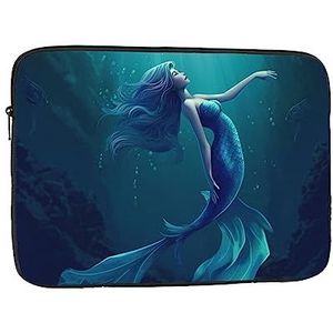 Laptophoes Blauwe Zeemeermin Slanke Laptop Case Cover Duurzame Aktetas Schokbestendige Beschermende Notebook Case voor Reizen Werk