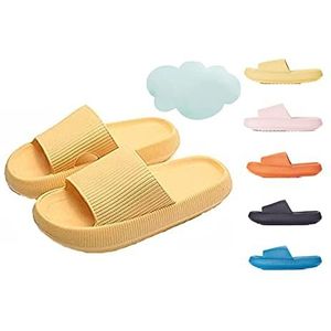 Cozislides originele superzachte pantoffels voor thuis, gezellige glijbanen, wolkenschuifregelaars, antislip, sneldrogend douchekussenslippers (36/37 EU, geel)