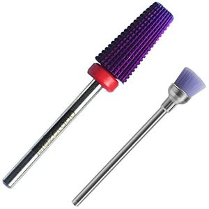 Nagelboren voor acrylnagels, 5 in 1 multifunctionele taps toelopende vorm, recht gesneden nagelboor, paarse professionele hardmetalen wolfraamstalen bits voor zowel links- als rechtshandige