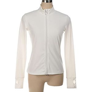 Youthful flying Kunstschaatsen jas met strass meisjes en dames schaatsen prestaties training tops voor kinderen volwassen (maat: S, kleur: wit-dun)