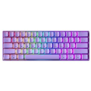 GK61 Mechanisch Gaming-toetsenbord - 61 toetsen Multi Color RGB Verlichte LED Backlit Bedraad Programmeerbaar voor PC/Mac Gamer (Gateron Optisch Rood, Lavender)