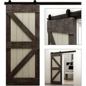 Schuifdeur Hardware Kit 122cm-610cm Railsysteem Industriële Rail T Stijl Rol Hanger for Enkele Houten Deur 4-13FT(386cm 12.6FT kit)