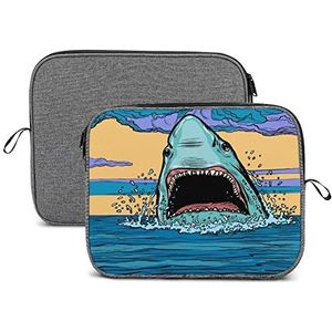 Gevaarlijke agressieve haai in de oceaan laptop hoes beschermende notebook draagtas reizen aktetas 14 inch